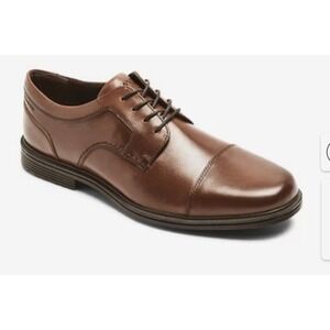 Rockport Taylor Oxford Size 13 Slip Resistant Brown Leather Oxford Cap Toe